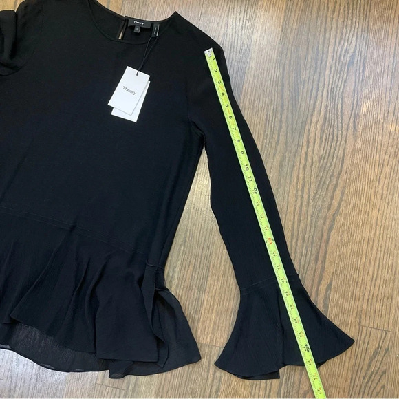 NWT Theory Lexanda C Idol Bell-Sleeve Peplum Top, Black size Large - Picture 9 of 11